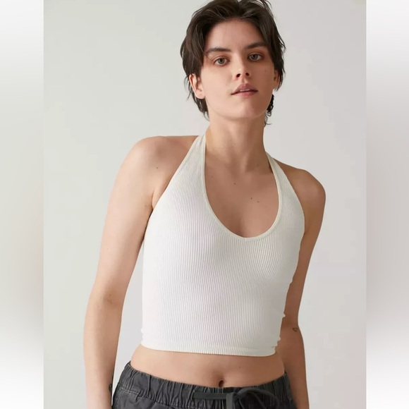 Urban Outfitters Tops - Out From Under Urban Outfitters White Ribbed Halter Top Size Small